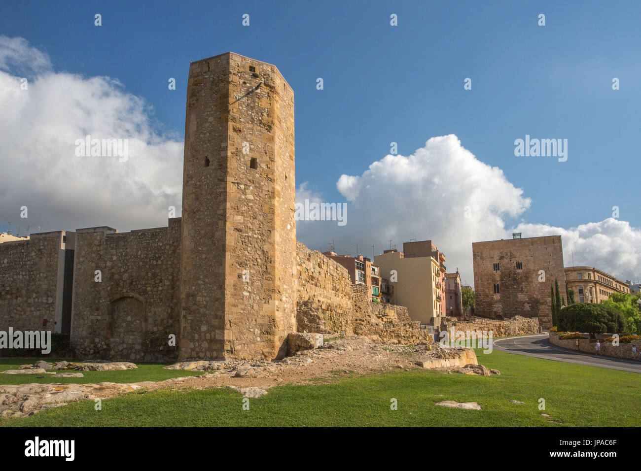 Spain, Catalonia, Tarragona City, Roman city walls and Augut Palace, UNESCO World Heritage Stock Photo