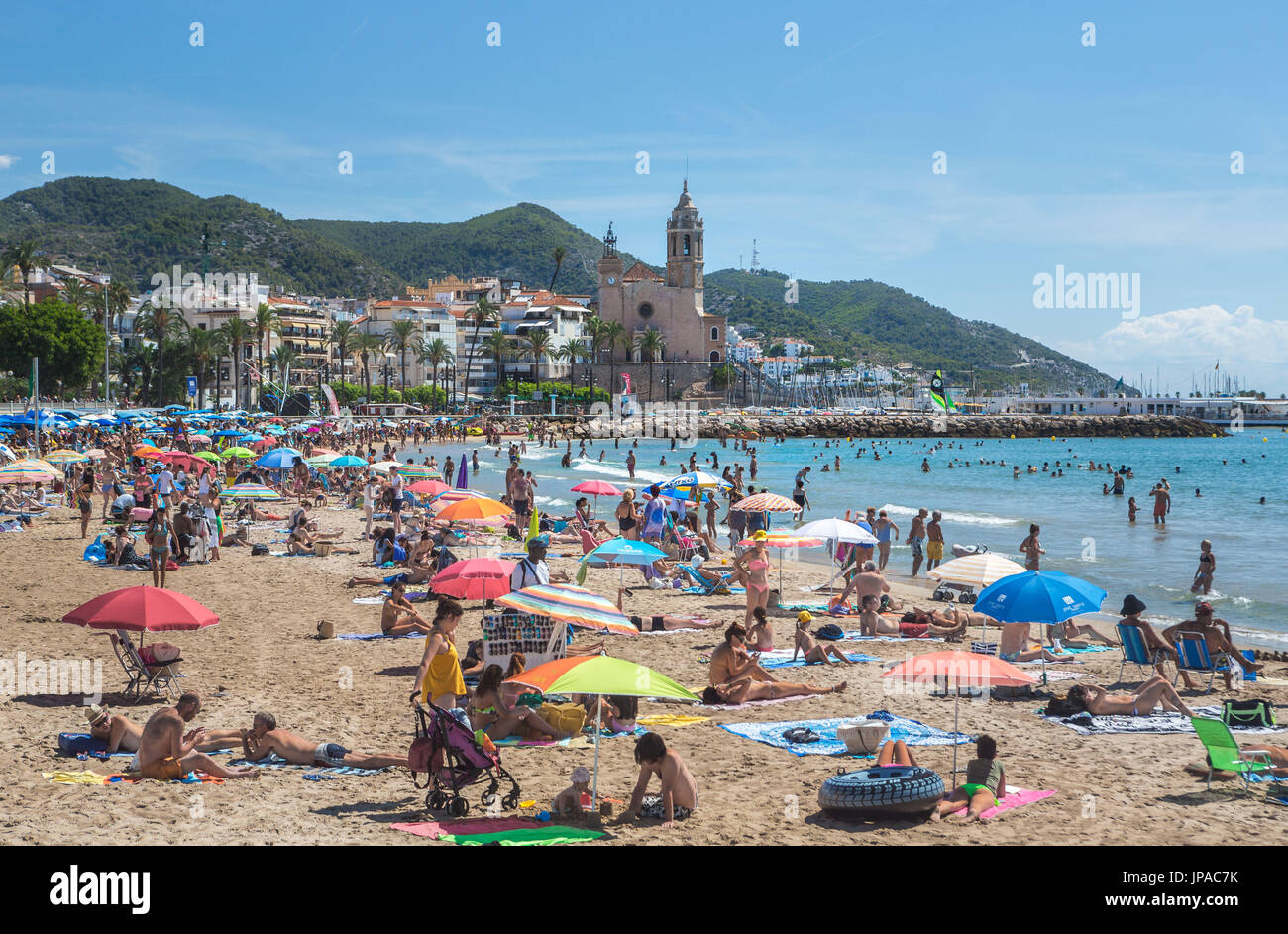 Spain, Catalonia, Sitges City, Old Town Stock Photo