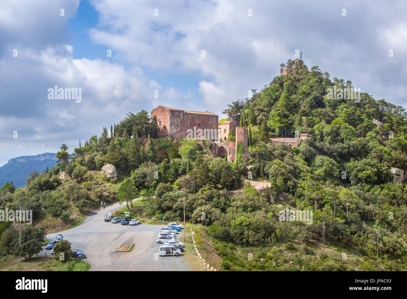 Spain, Catalonia, Tarragona Province, Escornalbou Castle and Monastery Stock Photo