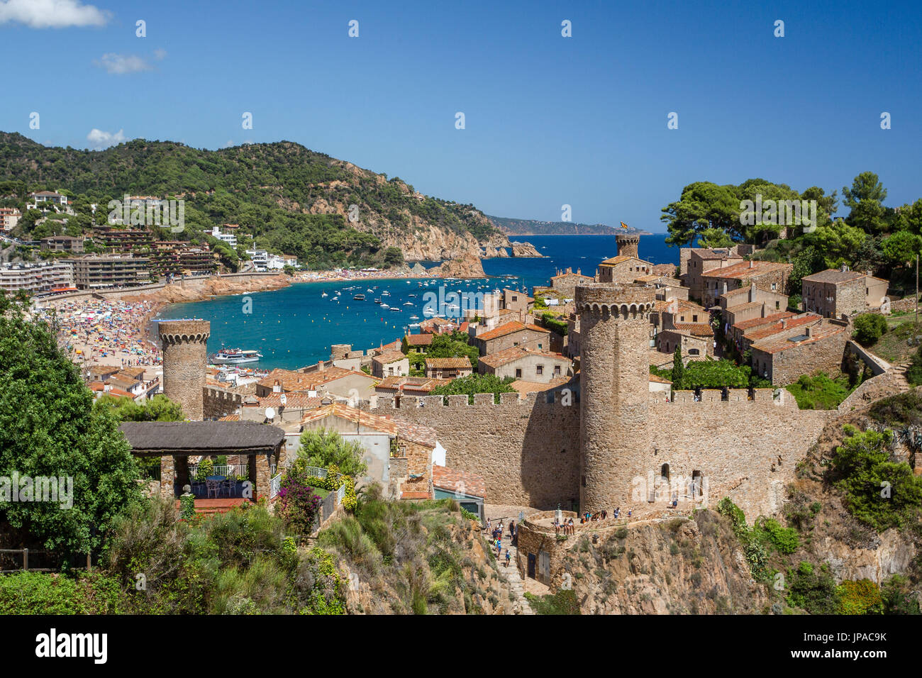 Spain, Catalonia, Costa Brava, Tossa de Mar City, Stock Photo