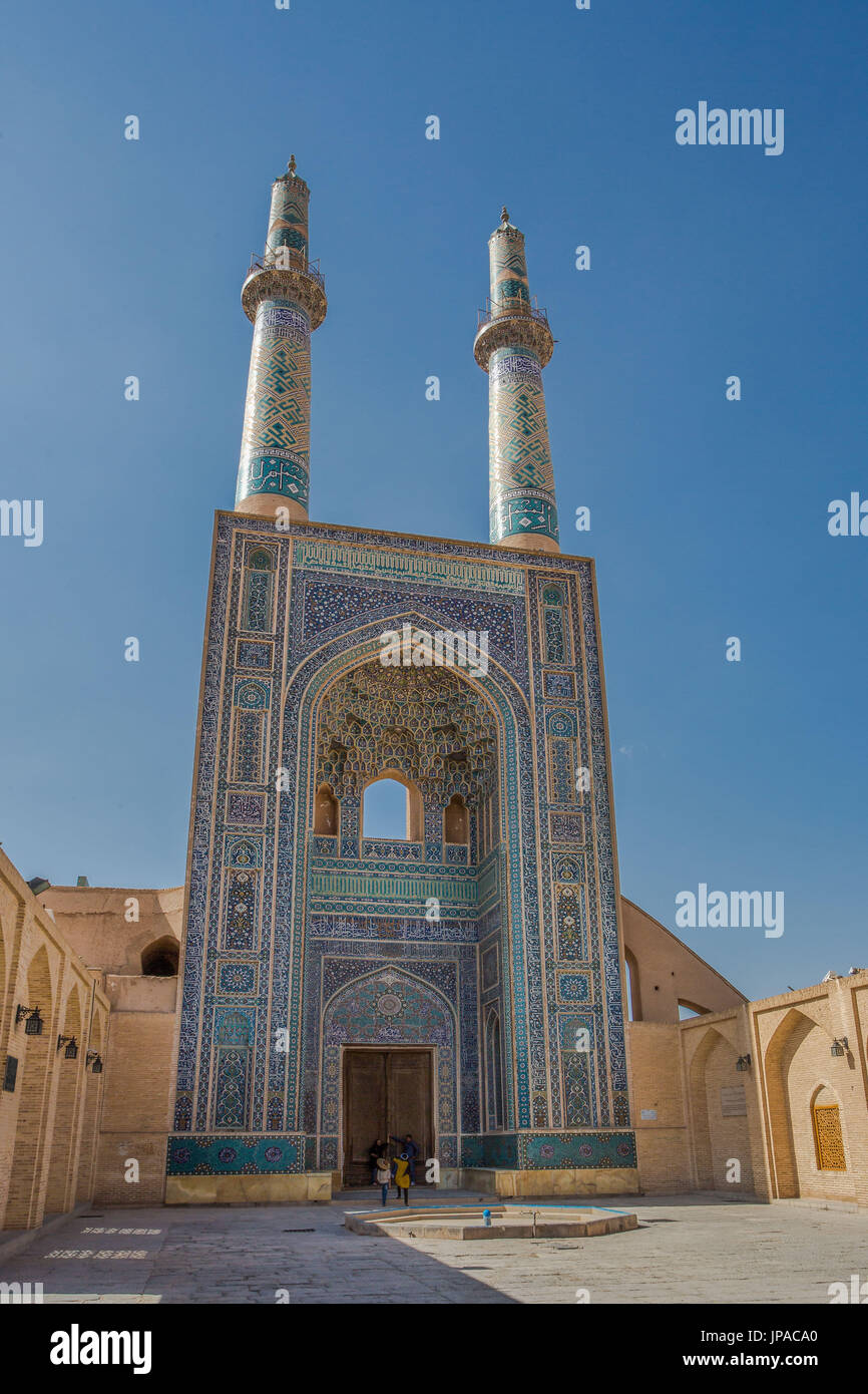 Iran, Yazd City, Jami Masjid, 14th. century mosque. Stock Photo
