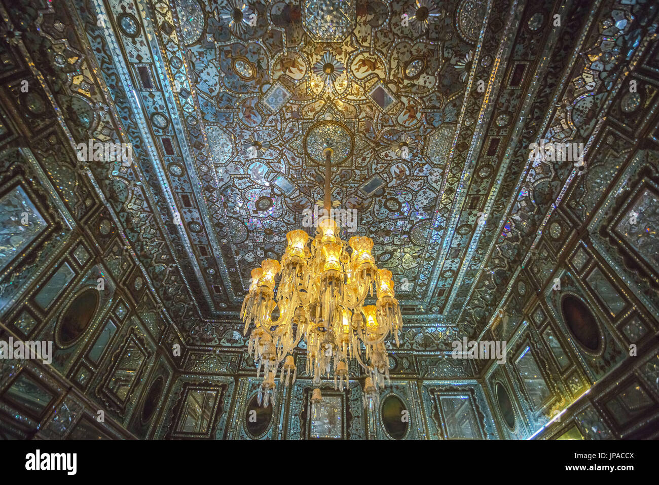 Iran, Teheran City, Golestan Palace Complex, Shams-Al Emarat (edifice of the sun), interior Stock Photo