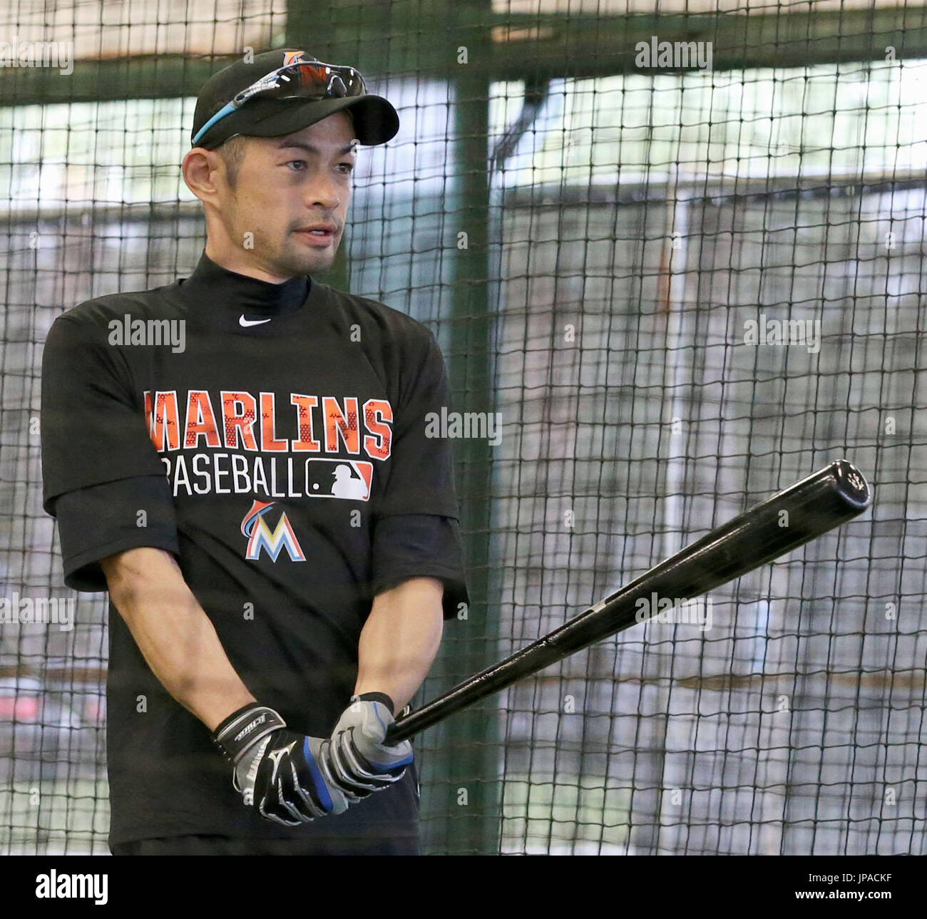 Ichiro Rookie Spring Training Miami Marlins outfielder Ichiro Suzuki takes batting practice at the ...
