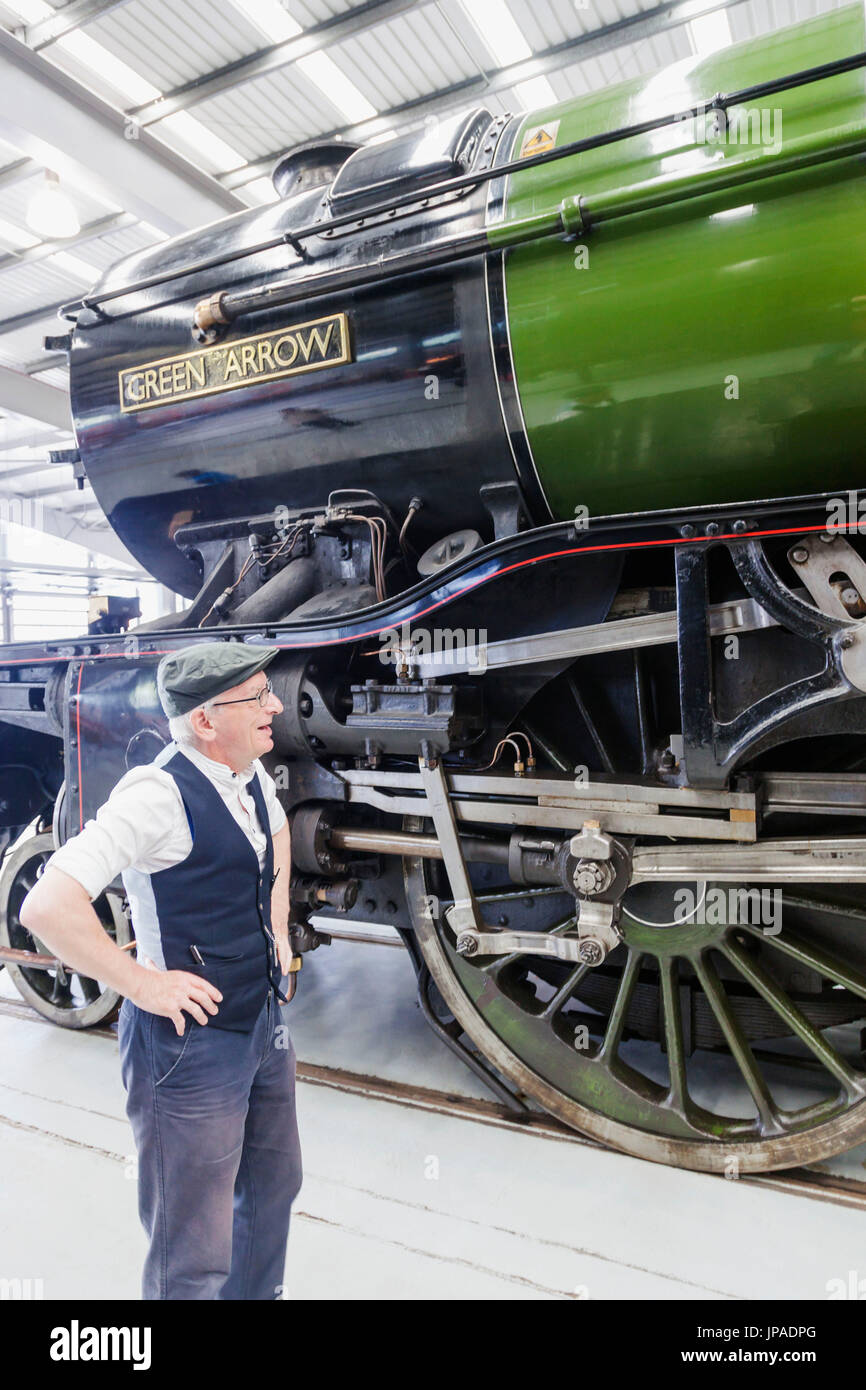 England, County Durham, Shildon, Locomotion National Railway Museum, Steam Train Wheels Stock Photo