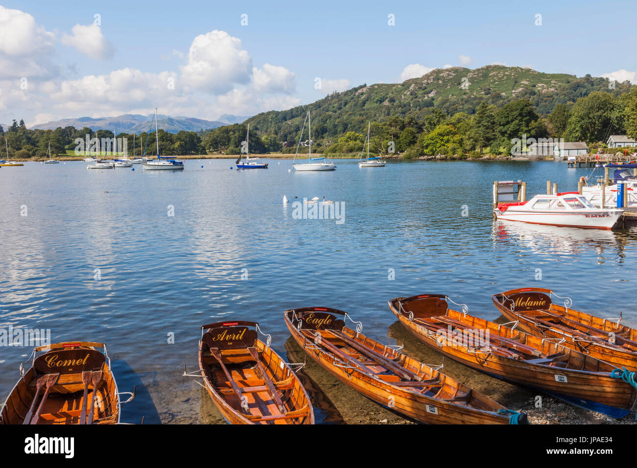 England, Cumbria, Lake District, Windermere, Ambleside, Lake View Stock Photo