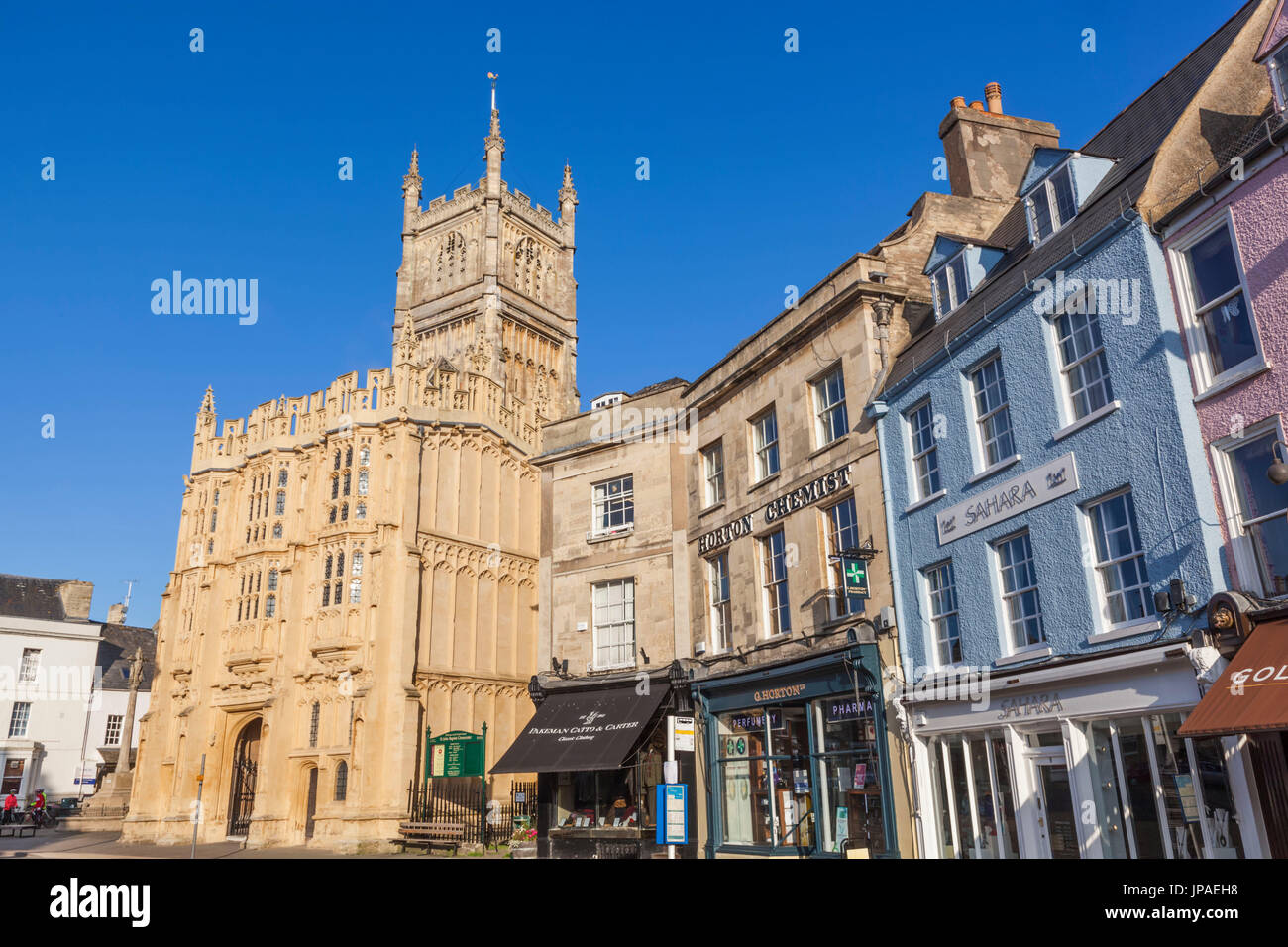 England, Gloucestershire, Cotswolds, Cirencester, Parish Church of St John Baptist Stock Photo