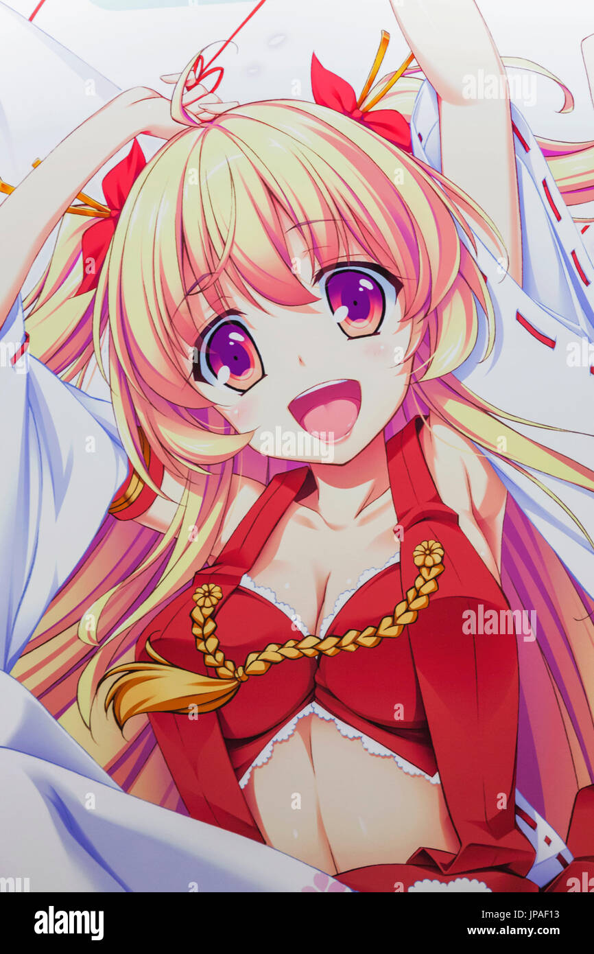 Japan, Honshu, Tokyo, Akihabara, Artwork depicting Anime Character Stock Photo