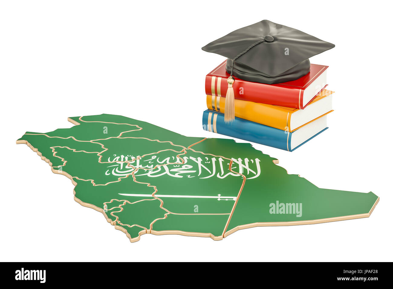 Education in Saudi Arabia concept, 3D rendering isolated on white