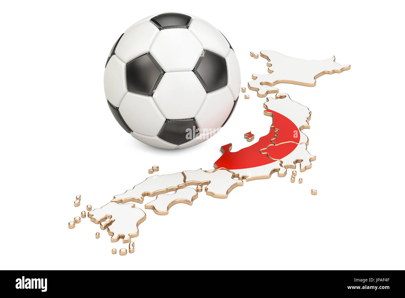 Football ball with map of Japan concept, 3D rendering Stock Photo