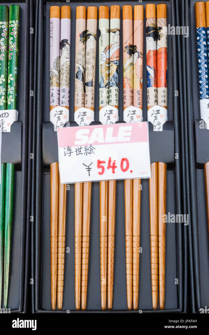Japan, Honshu, Tokyo, Asakusa, Shop Display of Chopsticks Stock Photo
