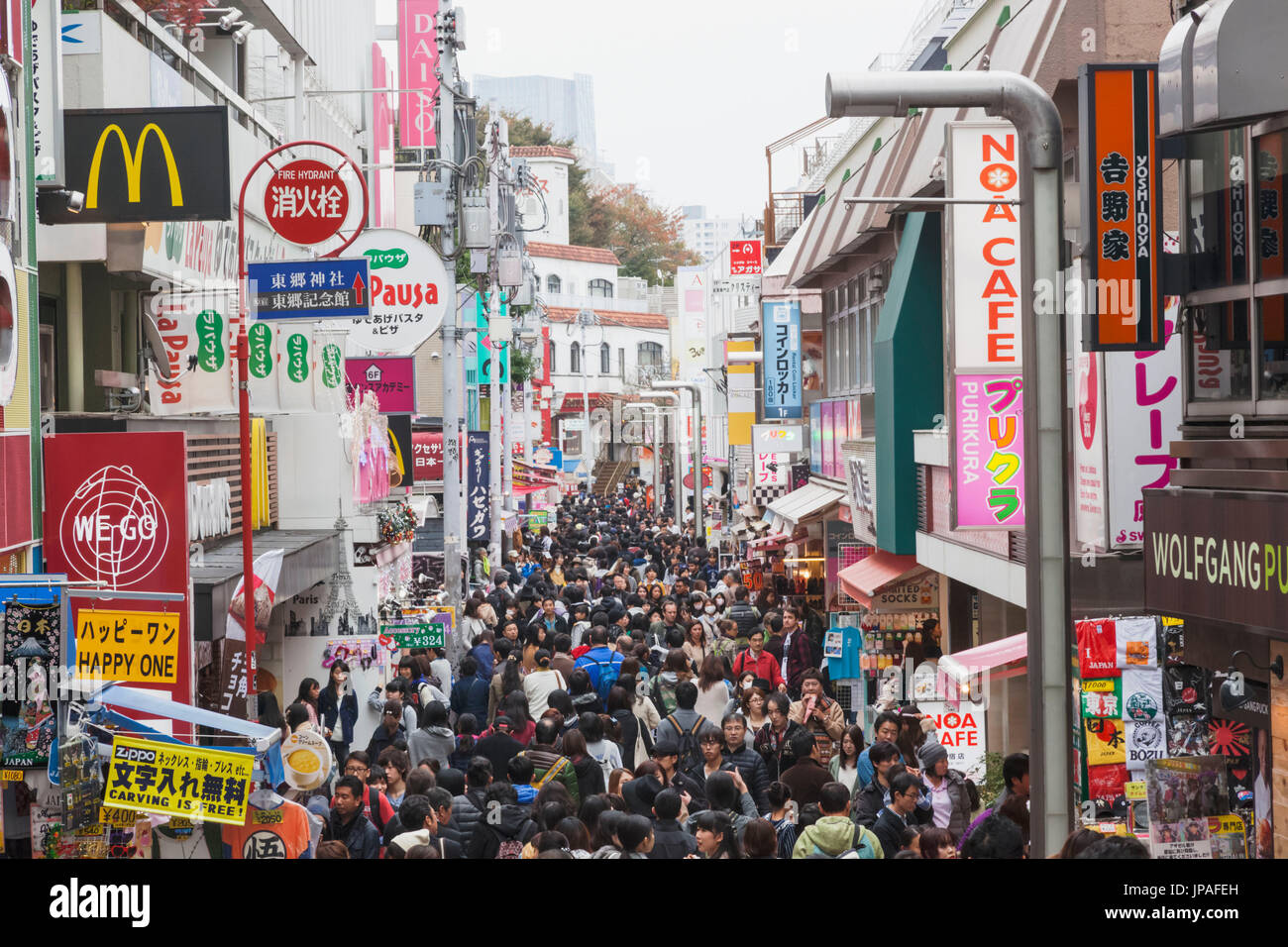 Japan, Honshu, Tokyo, Harajuku, Takeshita-dori Shopping Street Stock Photo