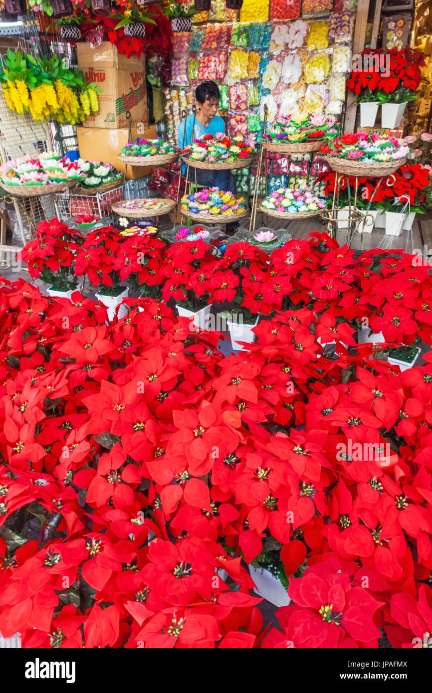 Thailand, Bangkok, Chatuchak Market, Shop Display of Artificial Flowers
