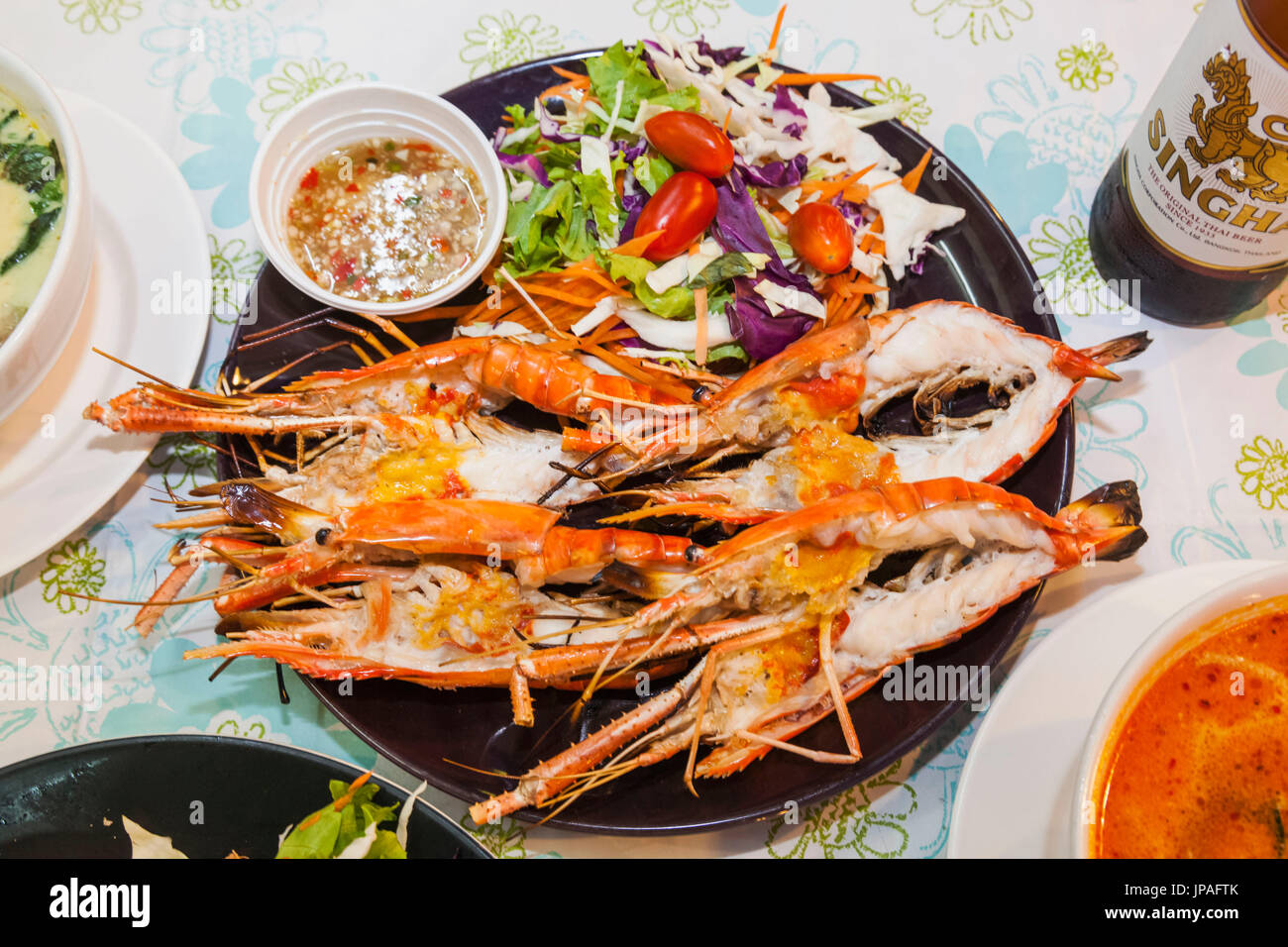 Thailand, Bangkok, Khaosan Road, Seafood Restaurant Plate of Grilled