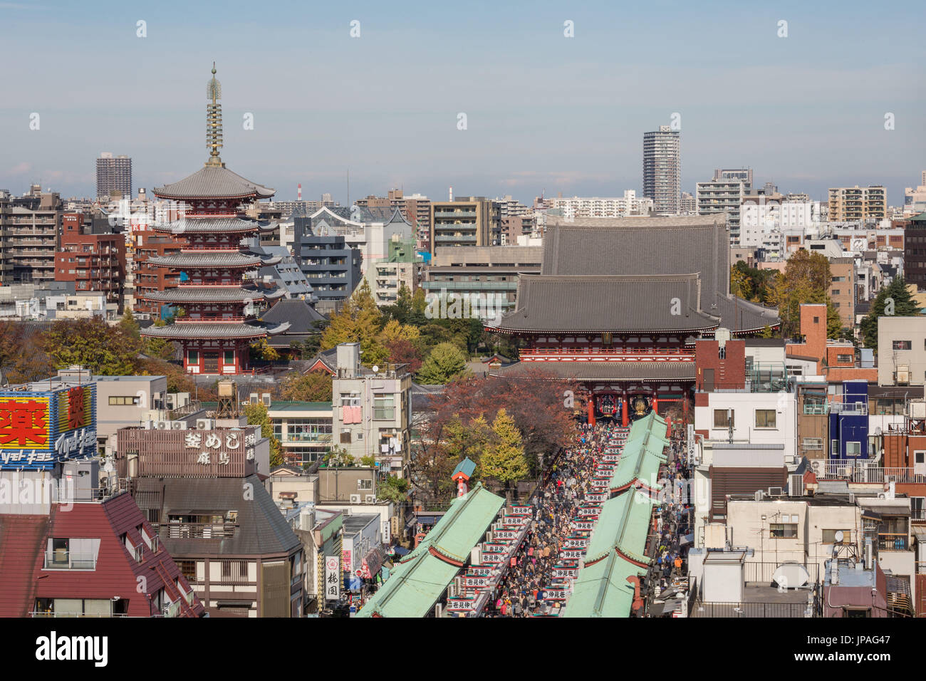 Japan, Tokyo City, Asakusa District, Sensoji Temple, Nakamise Dori Street Stock Photo