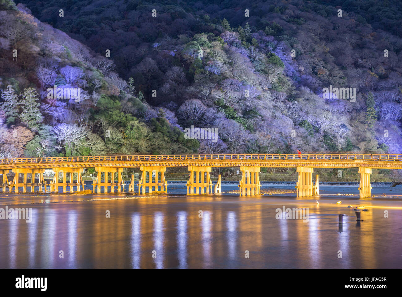 Japan, Kyoto City, Arashiyama park, Togetsukyo Bridge Stock Photo