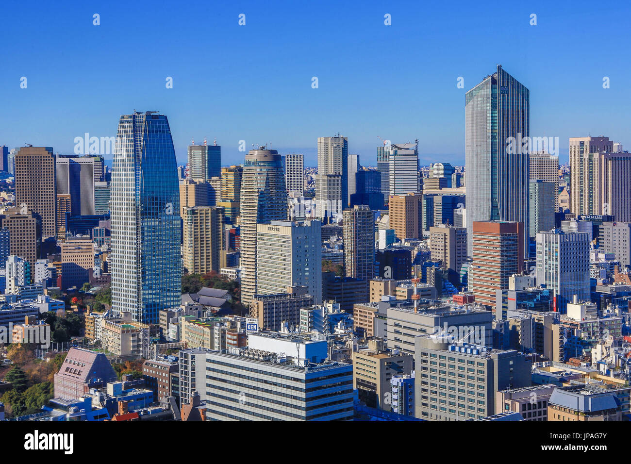 Japan, Tokyo City, Minatu Ku District Skyline Stock Photo
