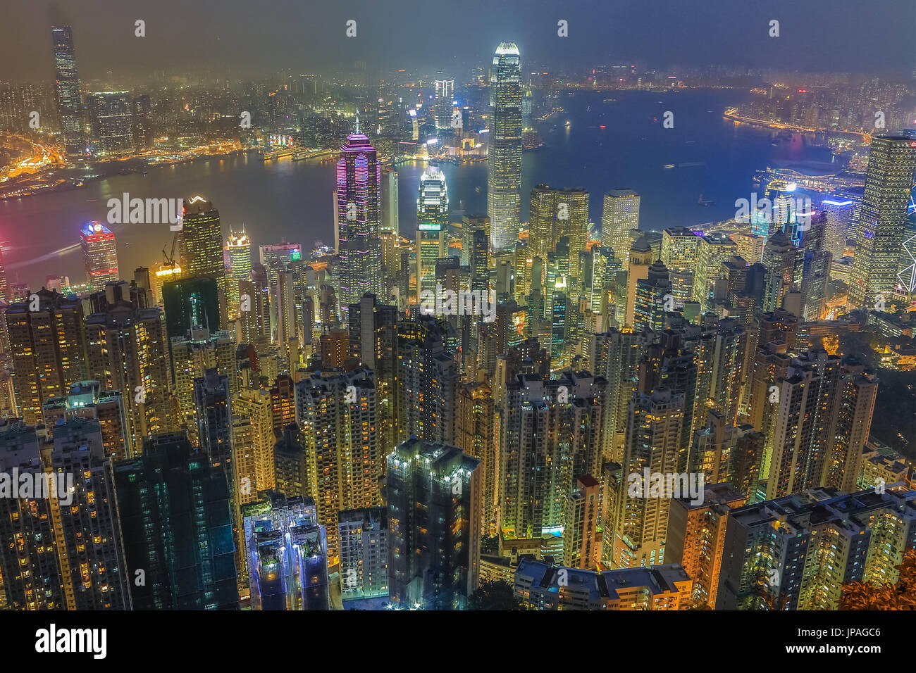 Hong Kong City, Central District, Victoria Harbour Stock Photo