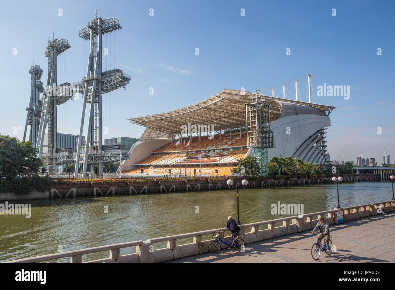 China, Guangdong Province, Guangzhou City, Wuyan New Town, Haixinsha Island, The Asian Games grandstand Stock Photo