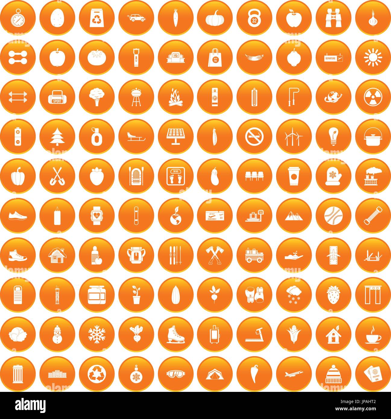 100 healthy lifestyle icons set orange Stock Vector Image & Art - Alamy