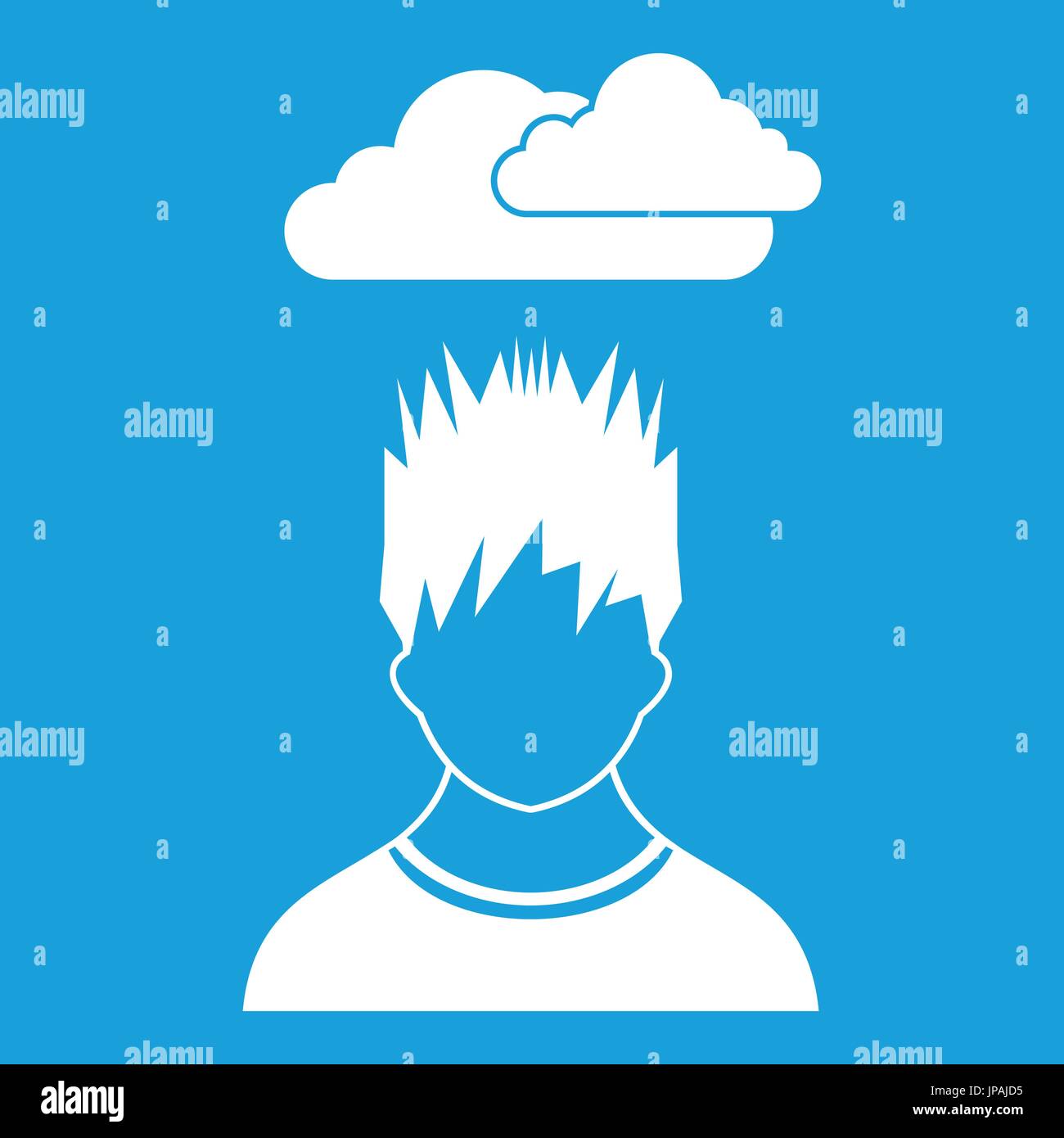 Depressed man with dark cloud over his head icon white Stock Vector ...
