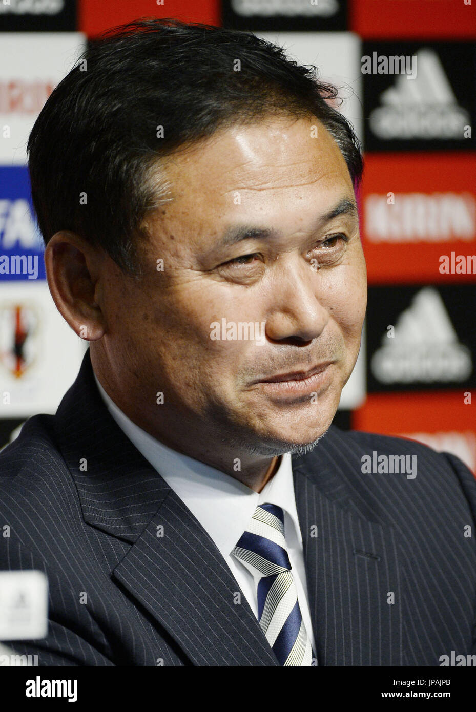 Retired Japan women's soccer team coach Norio Sasaki attends a press
