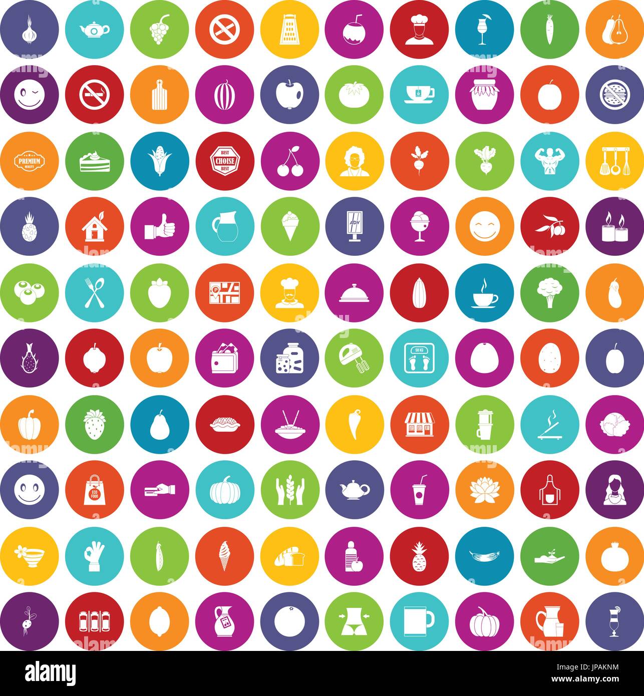 100 vegetarian cafe icons set color Stock Vector Image & Art - Alamy