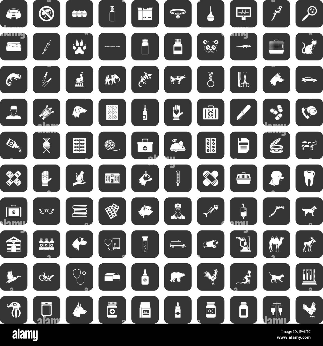 100 veterinary icons set black Stock Vector Image & Art - Alamy