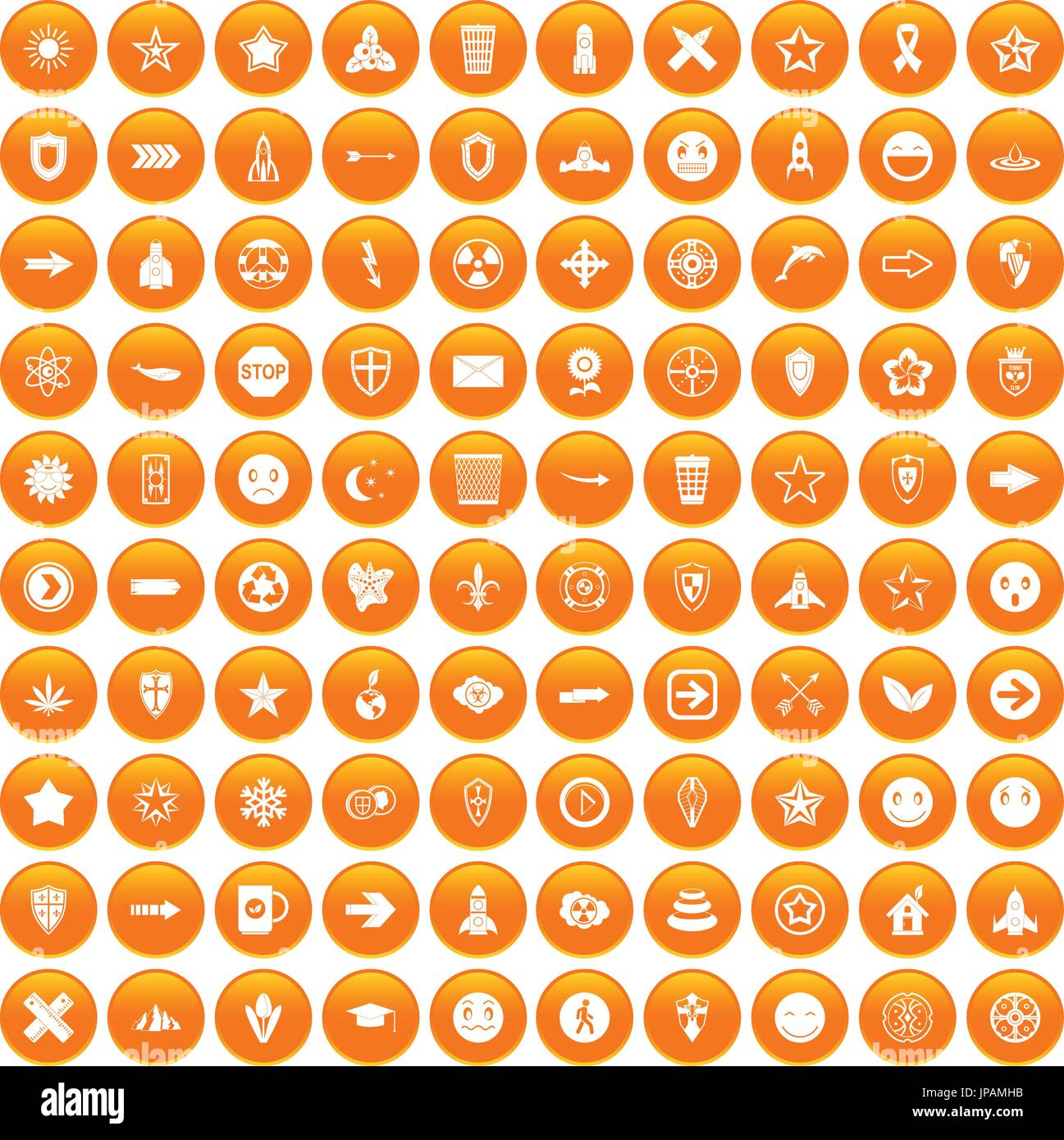 100 logotype icons set orange Stock Vector