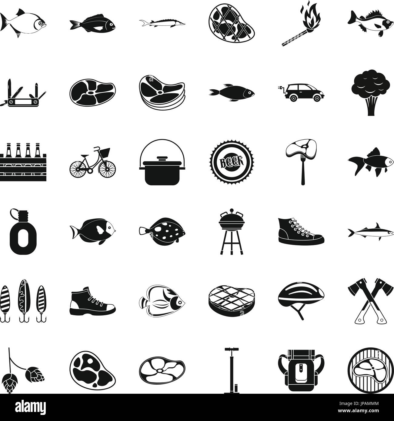 Bbq in nature icons set, simple style Stock Vector Image & Art - Alamy
