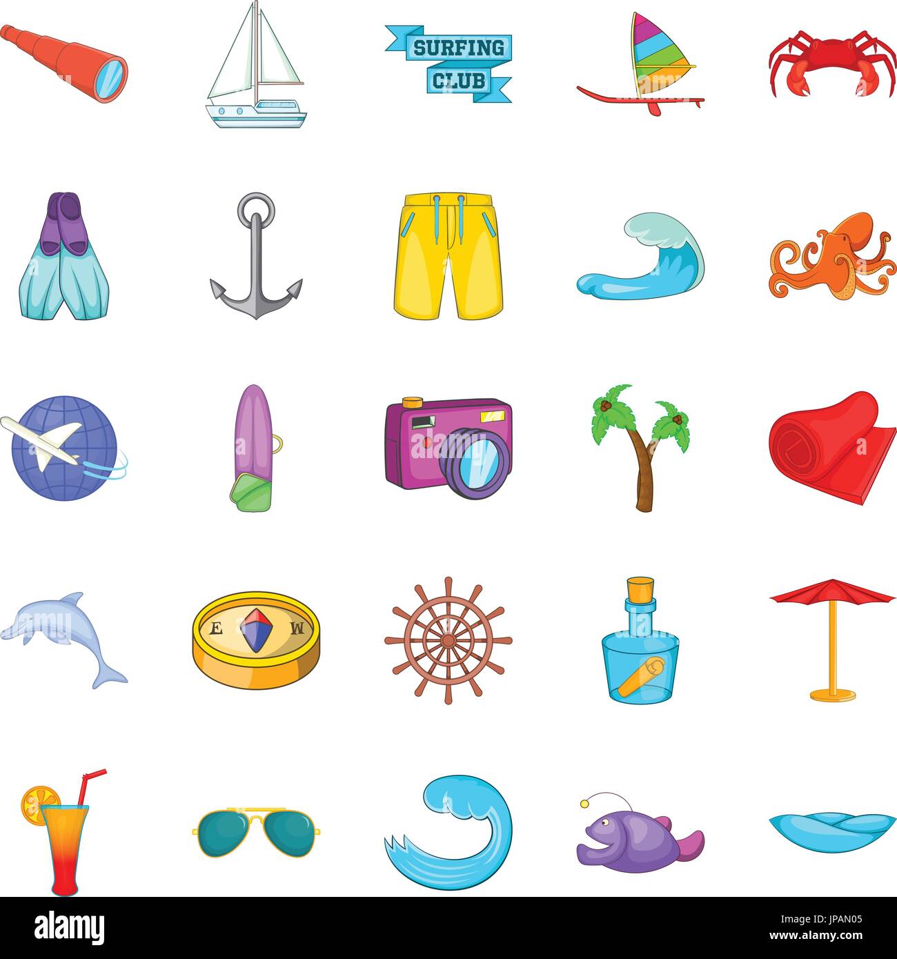 Swimming in the sea icons set, cartoon style Stock Vector Image & Art ...