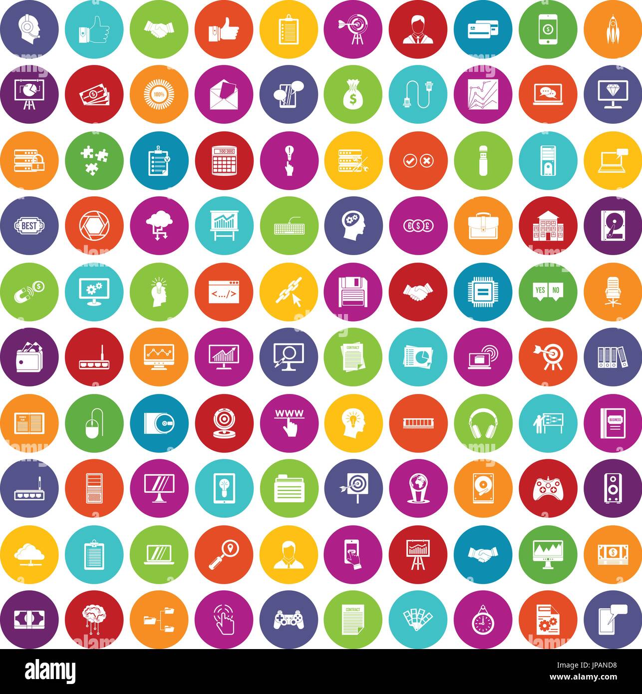 100 web development icons set color Stock Vector