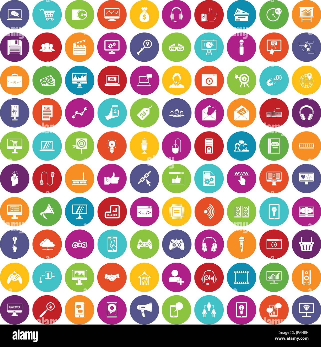 100 web and mobile icons set color Stock Vector