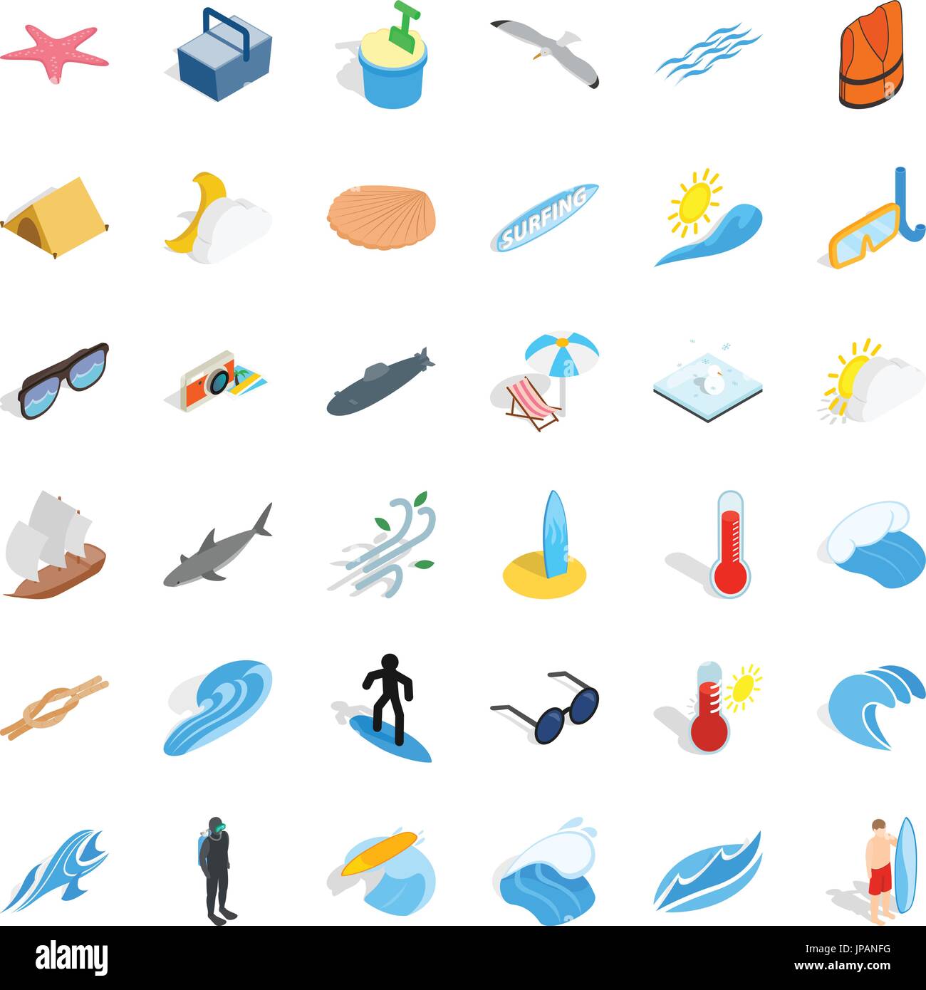 Beach icons set, isometric style Stock Vector Image & Art - Alamy