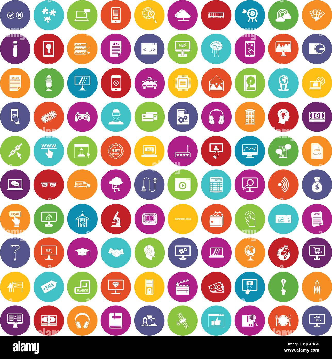 100 website icons set color Stock Vector