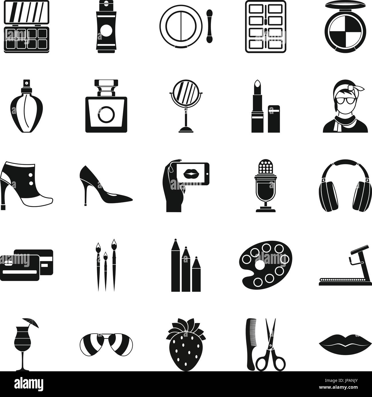 Hangout icons set, simple style Stock Vector