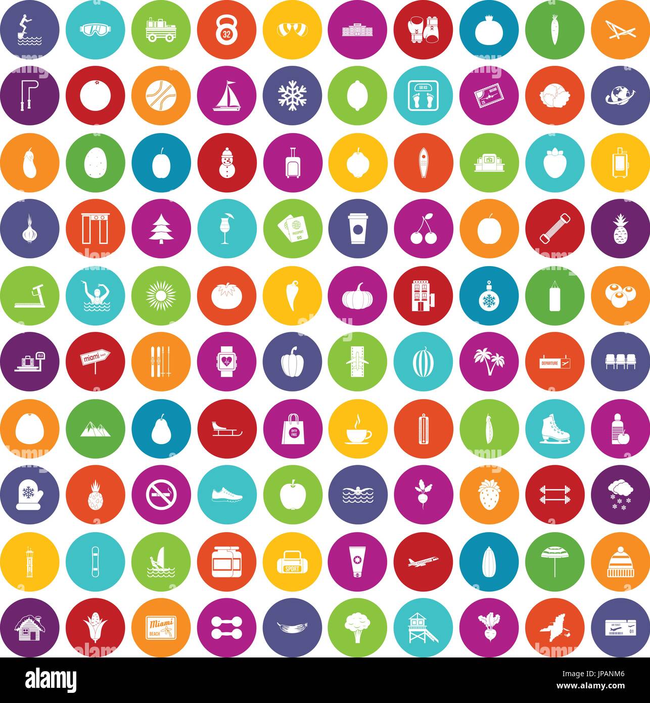 100 wellness icons set color Stock Vector