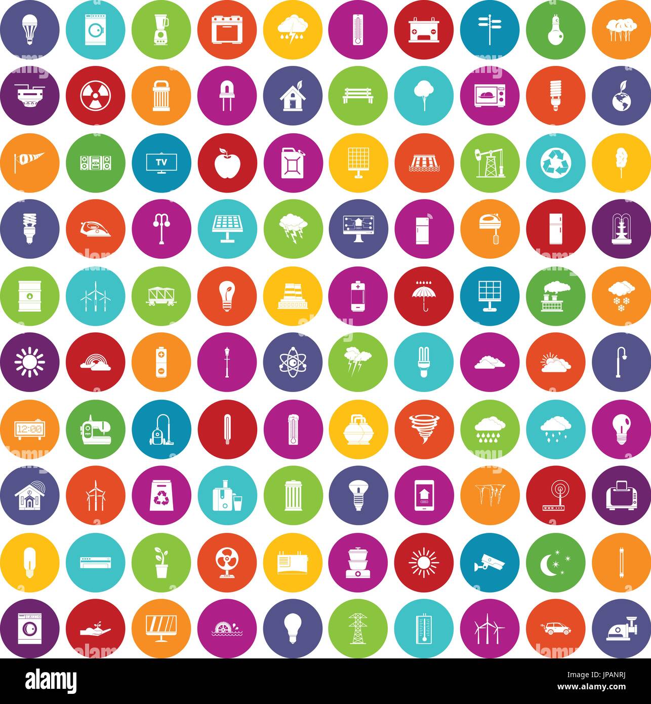 100 windmills icons set color Stock Vector