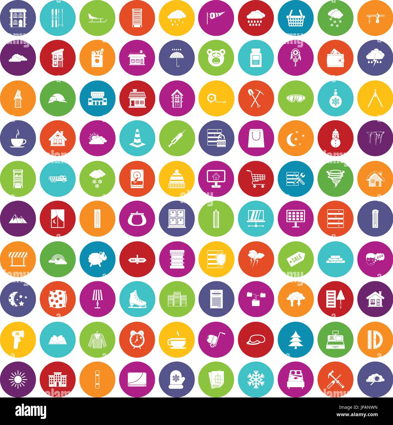 100 windows icons set color Stock Vector