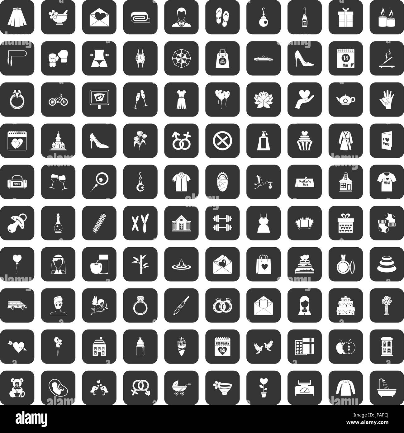 100 woman happy icons set black Stock Vector Image & Art - Alamy