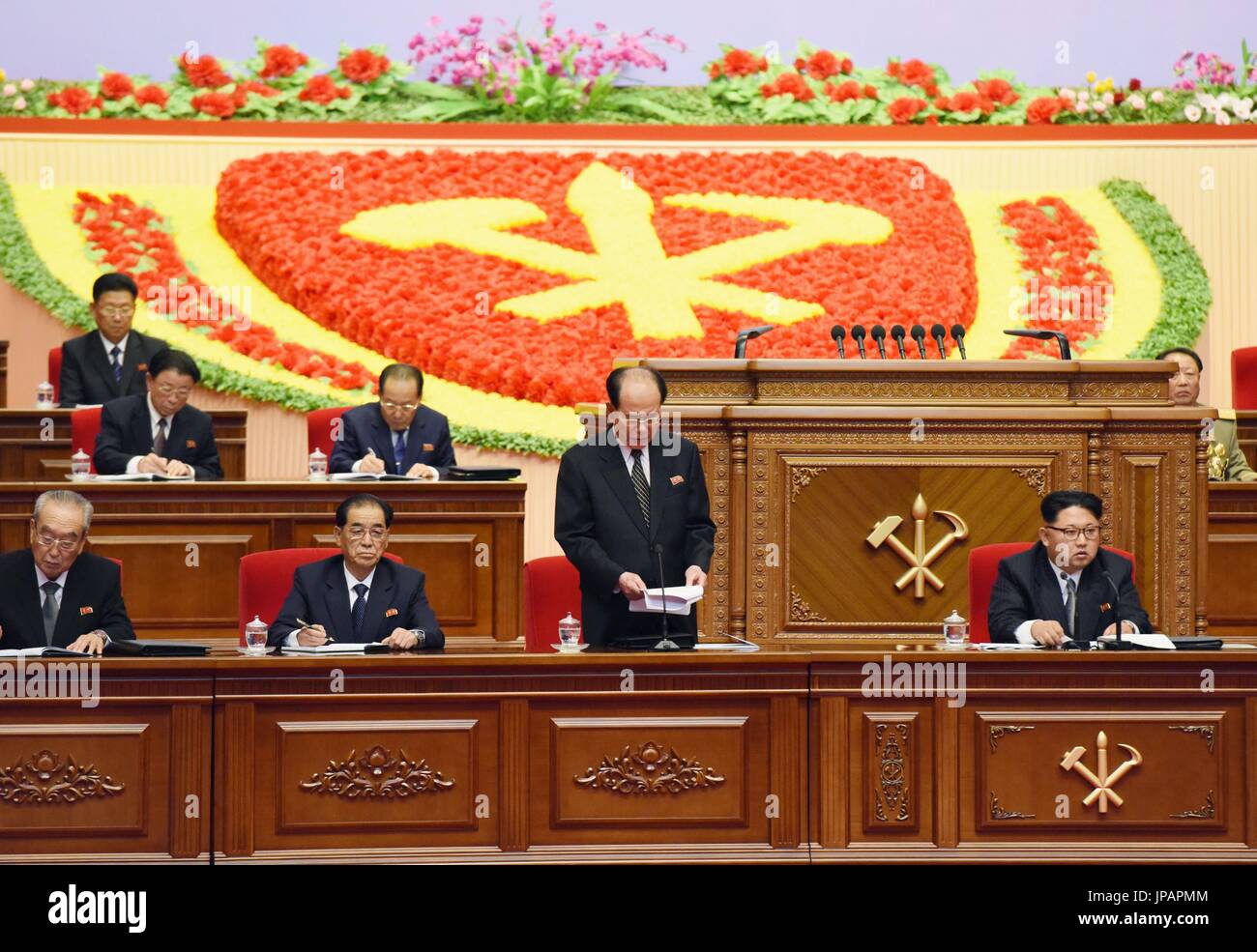 Pyongyang Congress Kim Yong Nam (2nd from R), a senior official of the Workers' Party of ...