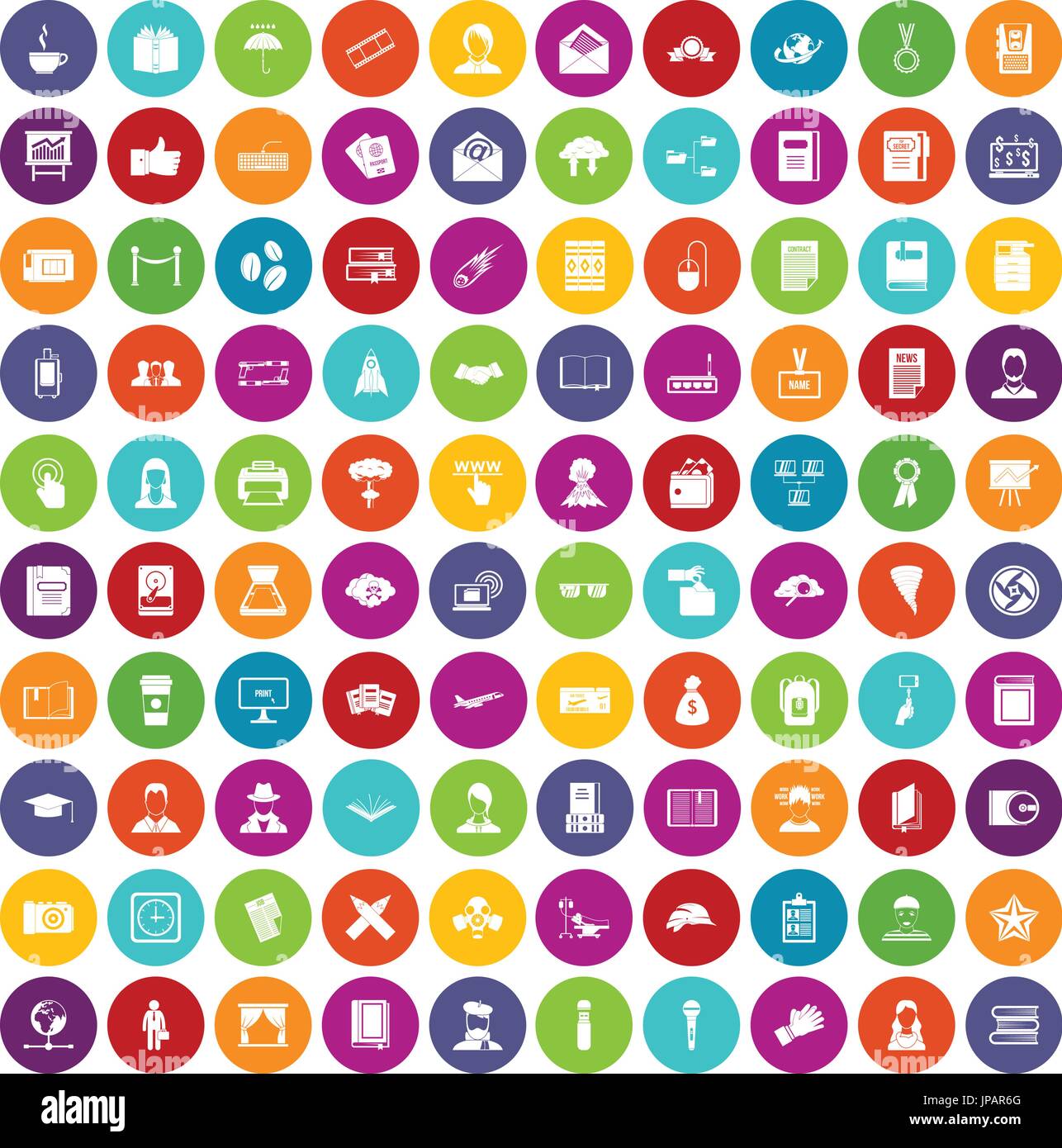 100 writer icons set color Stock Vector