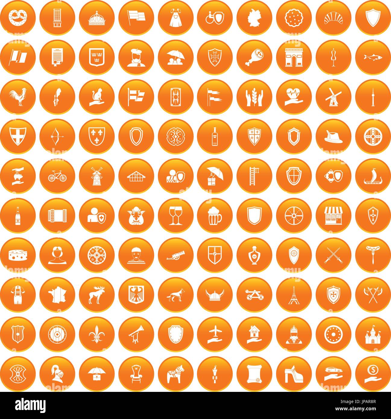 100 shield icons set orange Stock Vector Image & Art Alamy