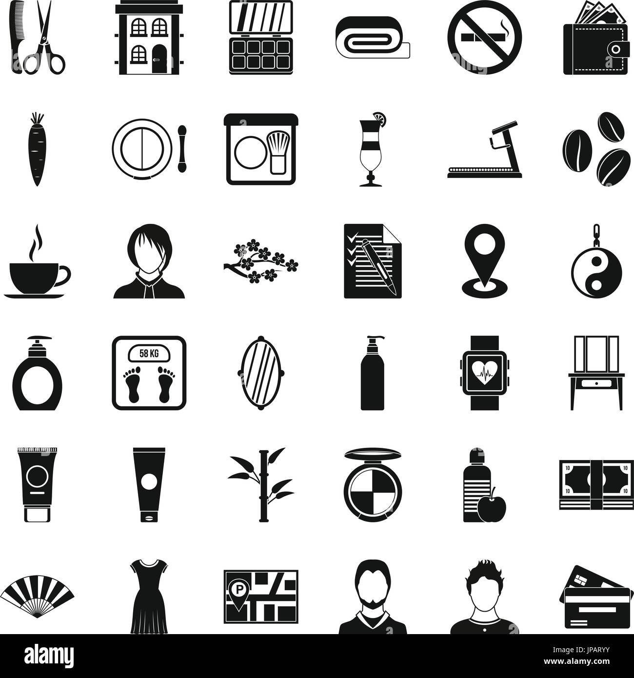 Hair style icons set, simple style Stock Vector