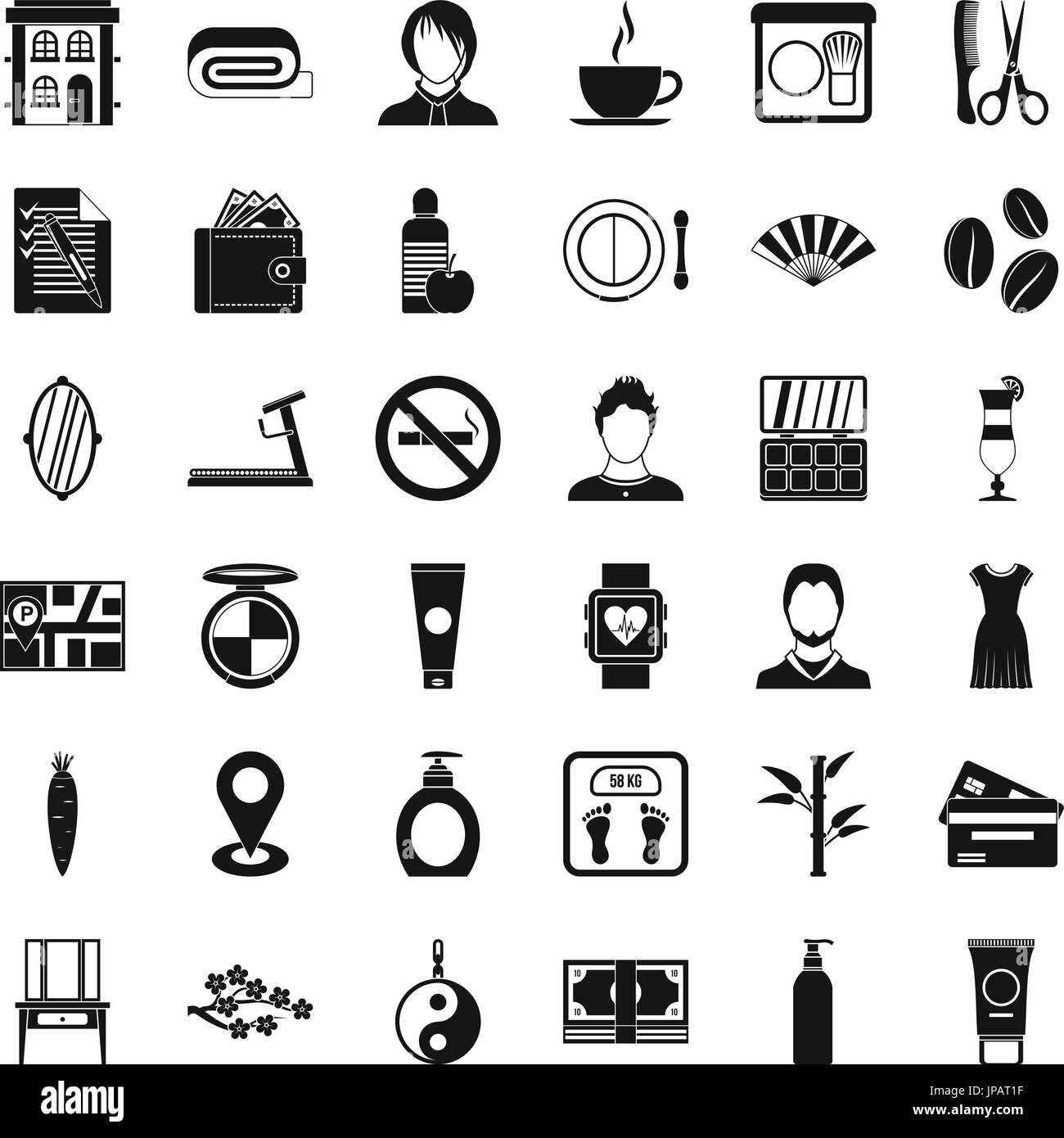 Hairdressing salon icons set, simple style Stock Vector