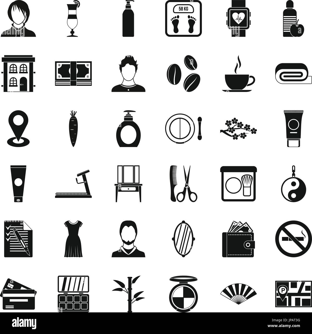 Hairdressing tool icons set, simple style Stock Vector