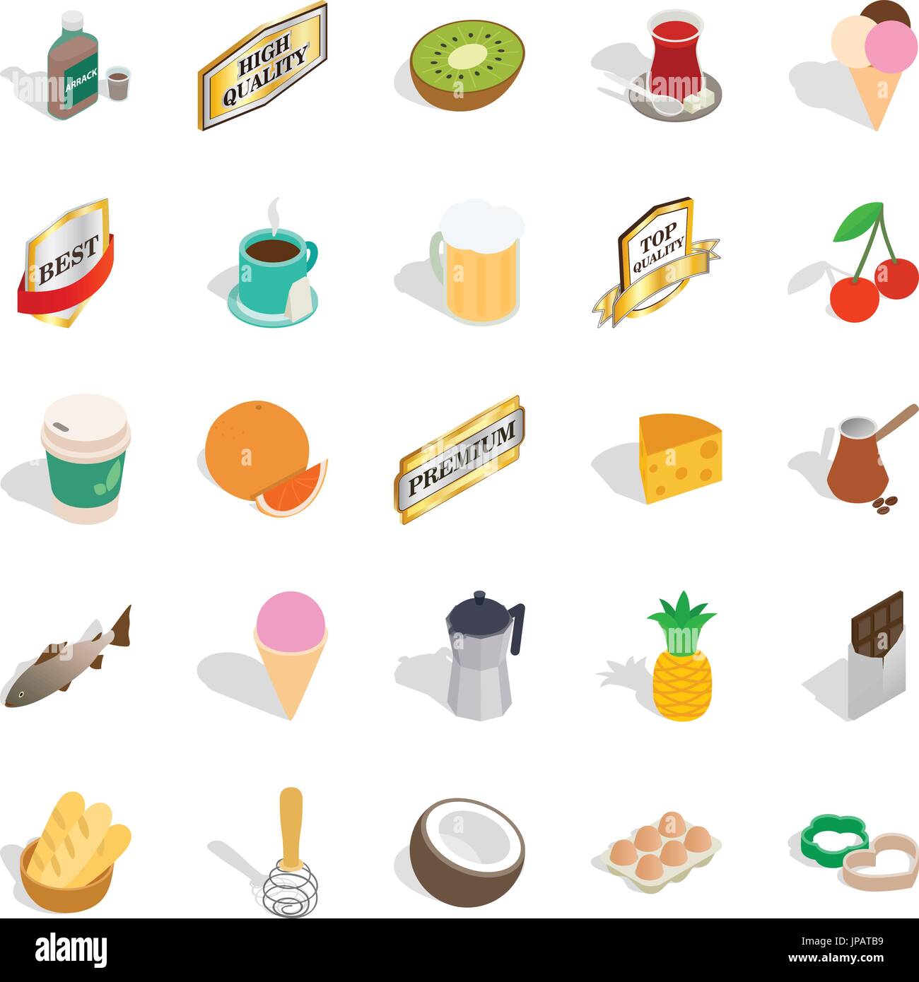Liquor icons set, isometric style Stock Vector