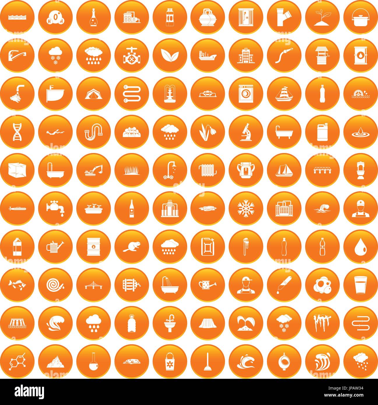 100 water supply icons set orange Stock Vector Image & Art Alamy