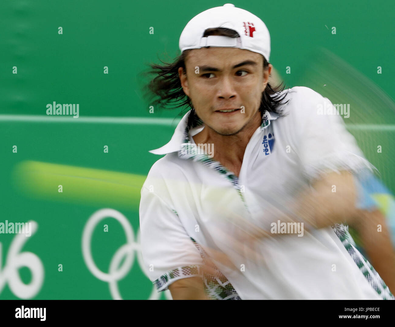 Japanese tennis player Taro Daniel takes on Kyle Edmund of Britain in a