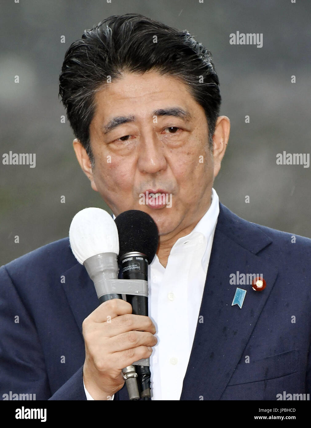 Prime Minister Shinzo Abe gives his first stump speech in official