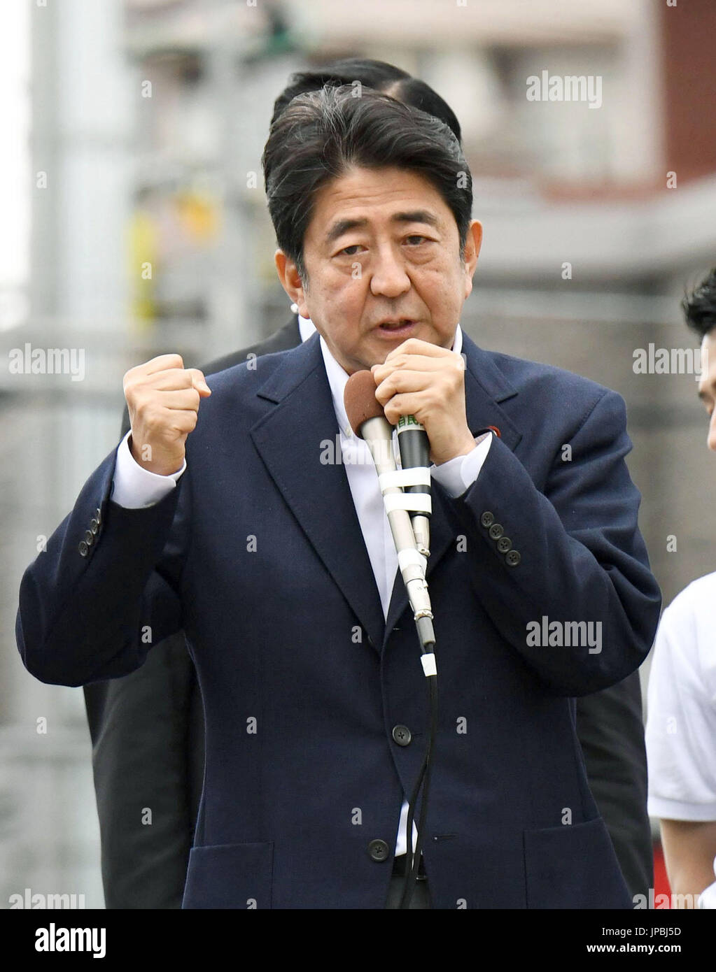 Prime Minister Shinzo Abe makes a stump speech in the northeastern